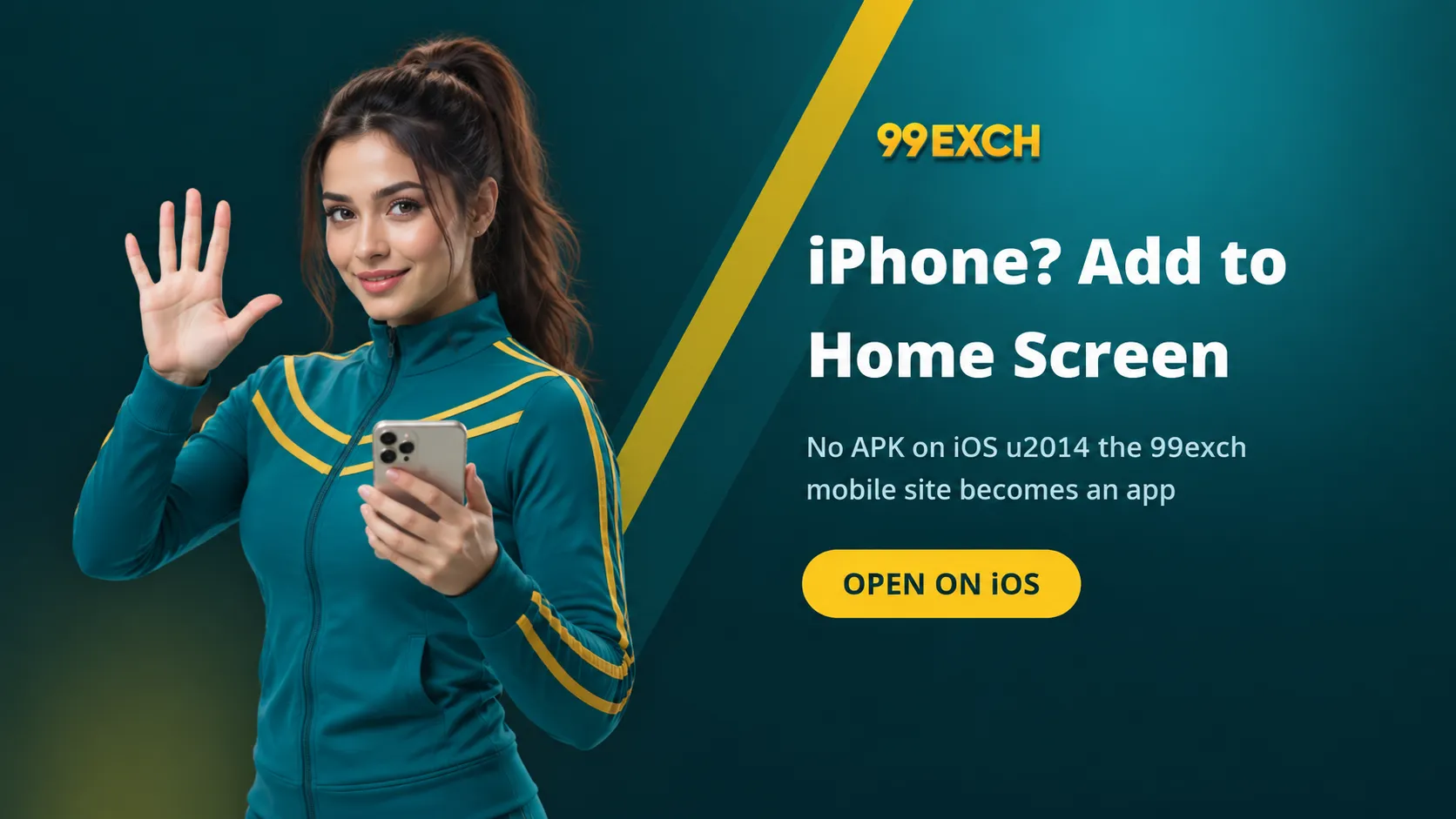 99exch download for iPhone banner showing the Add to Home Screen alternative